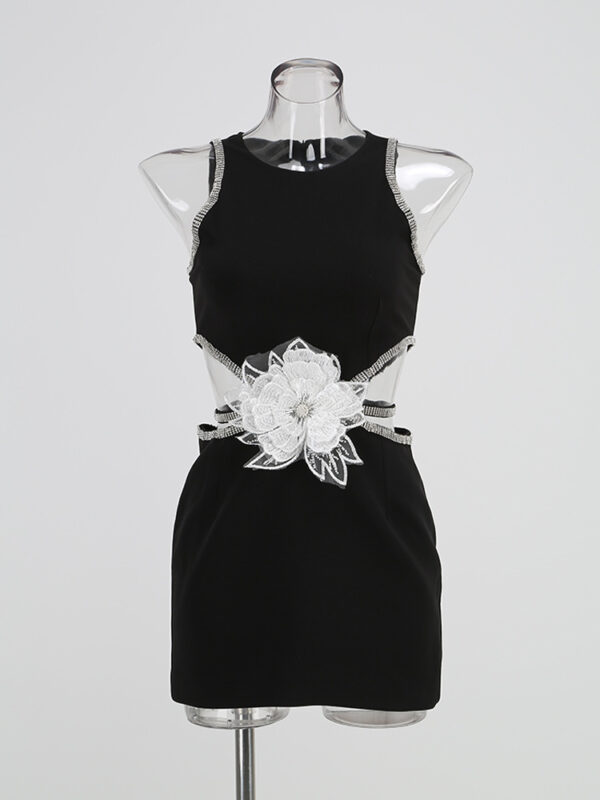 Rhinestone Flower Decoration Graceful Formal Dress