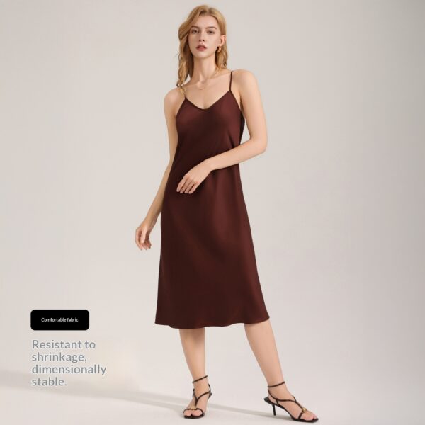 Solid Color Minimalist Satin Chiffon Pajamas For Women Camisole Nightgown And Loungewear