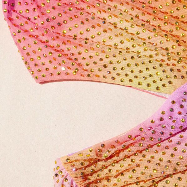 Sexy One Shoulder Sleeve Color Block Rhinestone Bodycon Dress