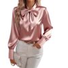 Bow-tie Blouse Fashion Commuting Lace-up Pullover Long-sleeved Top Women's Clothing