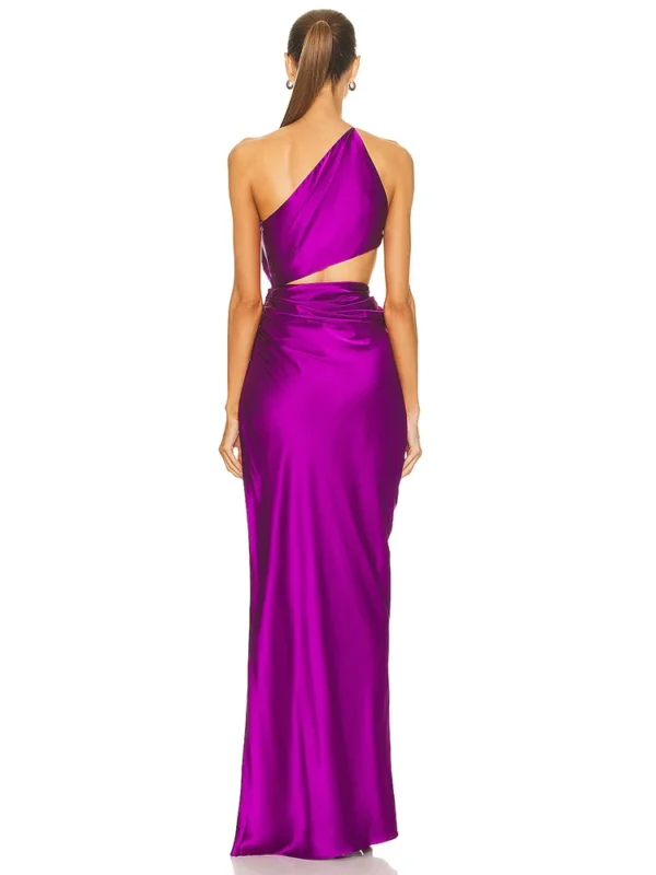 One-Shoulder Sleeveless High Split Nigh Club Party Dress