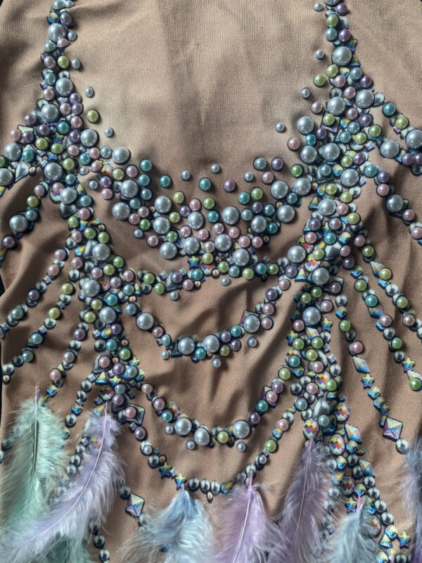 New Model Colorful Feather Rhinestone Elastic Wrap Hip Long Dress