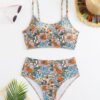 Bikini Sexy Print High Waist Split Swimsuit For Women