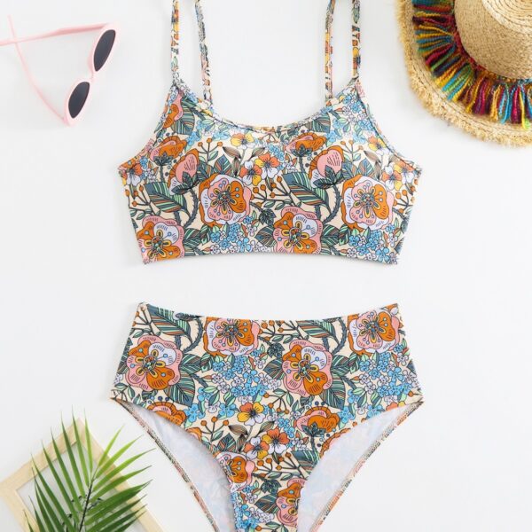 Bikini Sexy Print High Waist Split Swimsuit For Women