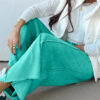 Sea Green Mineral Wash Drawstring Elastic Waist Raw Hem Loose Pants