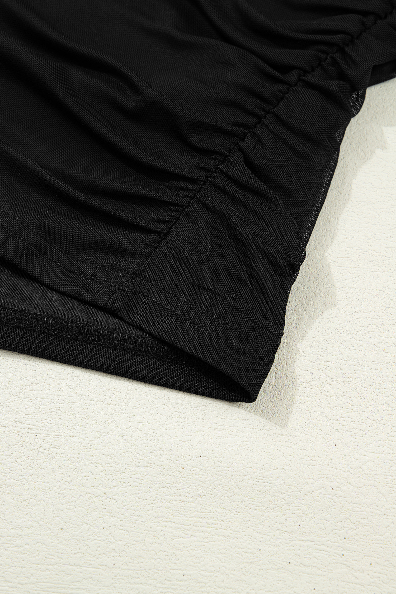 Black Sheer Mesh Patchwork High Neck Long Sleeve Top - Image 9