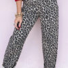 Black Leopard Print Barrel Jeans
