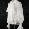 Lantern Sleeve Bow Tie Lace Embroidered Shirt