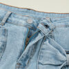 Beau Blue Bow Detail Denim Shorts with Pockets