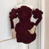 Niche Model Style Socialite Heavy-duty Velvet Three-dimensional Flower Tube Top Dress
