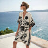 Loose Printed V-neck Women's Casual Holiday Dress
