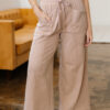 99128468-29138f0c6f1bb917.jpg Smoke Gray Solid Color Mineral Wash Piping Trim Pocketed Wide Leg Pants