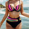 New Color Striped Swimsuit Printed Bikini Split Swimsuit For Women