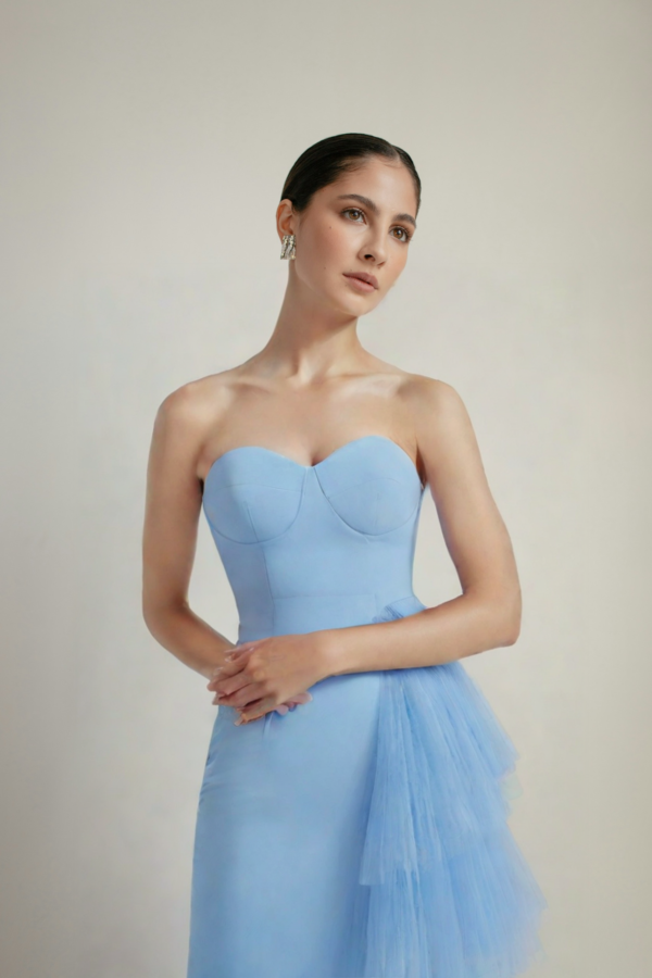 565302808 Off the Shoulder Ruffles Bodycon Mid-calf Dress