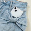 Beau Blue Bow Detail Denim Shorts with Pockets