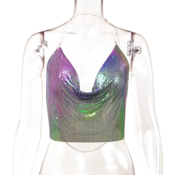 Womens Metallic Sequin Camisole Top