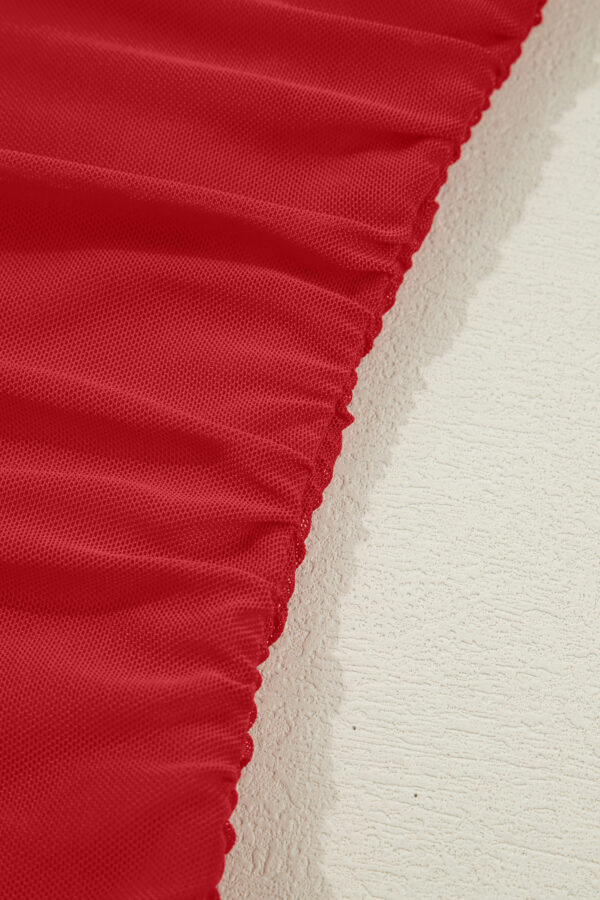 Black Sheer Mesh Patchwork High Neck Long Sleeve Top