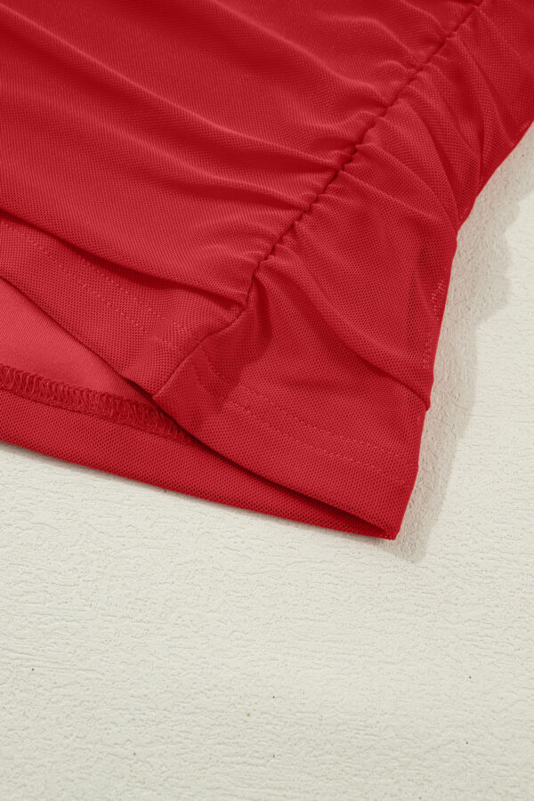 Black Sheer Mesh Patchwork High Neck Long Sleeve Top