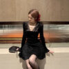Sensual Lace Spliced Long Sleeve Dress for Women