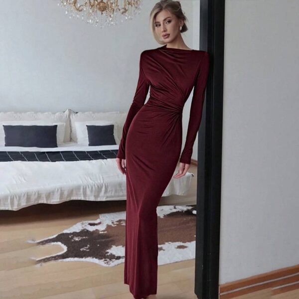 564074753 Fashionable Women's Bodycon Pleated Dress with Waist Cinching Casual Wear