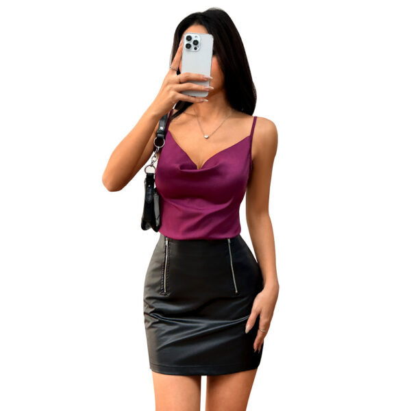 Women's Spring And Summer New Sexy Socialite Sleeveless Loose Slim Satin Top