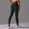 Brushed V Waist Pleated Solid Color Yoga Pants