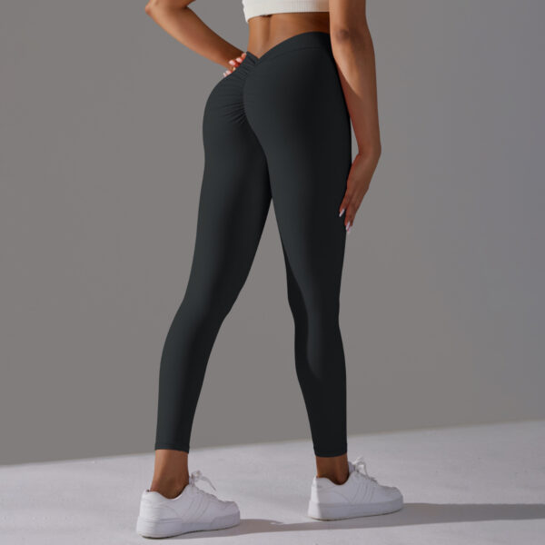 Brushed V Waist Pleated Solid Color Yoga Pants