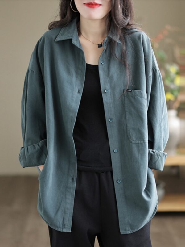 Womens Casual Loose-fitting Long-sleeve Blouse