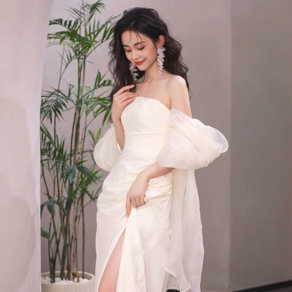 Tube Top Light Wedding Dress – Elegant Long Bridal Gown for Women