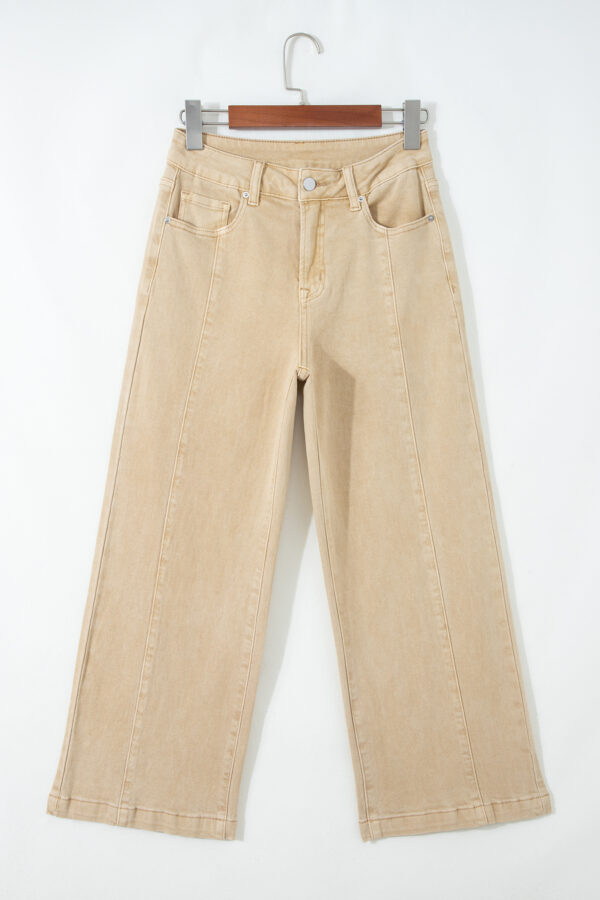 99816239-3786de51c53c3775.jpg Apricot Solid Color Seamed Center Wide Leg Cropped Jeans