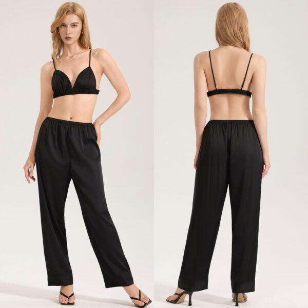 3795263e-d27c-4327-b20e-4f07cc486dde.jpg Zebra-Print Satin Chiffon Pajamas For Women Summer Cami Top And Pants Casual Loungewear Set