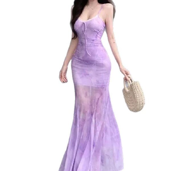 Feminine Resort Style Pattern Type Strapless Dress