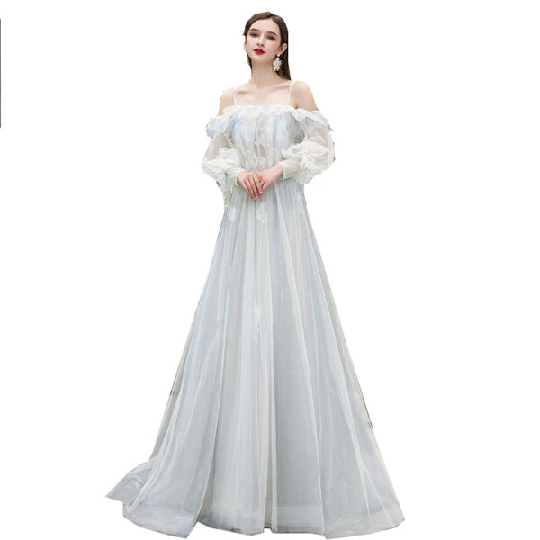 One-shoulder Model Catwalk Starry Sky Toast Suit Hepburn Style Adult Ceremony Annual Party Evening Dress