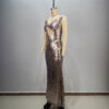 565302726 Backless V-neck Sleeveless Fitted Sequined Casual Long Dress for Party