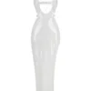 565302285 Sexy Hollow Out Sleeveless White Sequins Tight Long Dresses