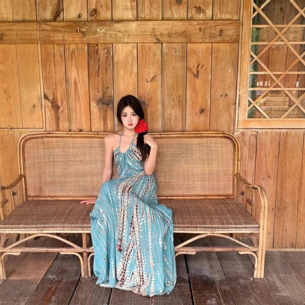 Bohemian Retro Strapless Backless Maxi Dress for Women