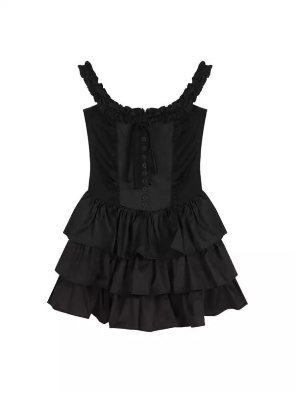 Waist-Cinching Elegant Princess Puff Skirt Strap Dress