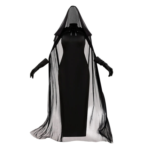 565302655 Halloween Vampire Witch Costume with Cloak Tulle Cape Ghost Witch Dress for Party