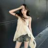 French Sexy Irregular Spaghetti-strap Vest