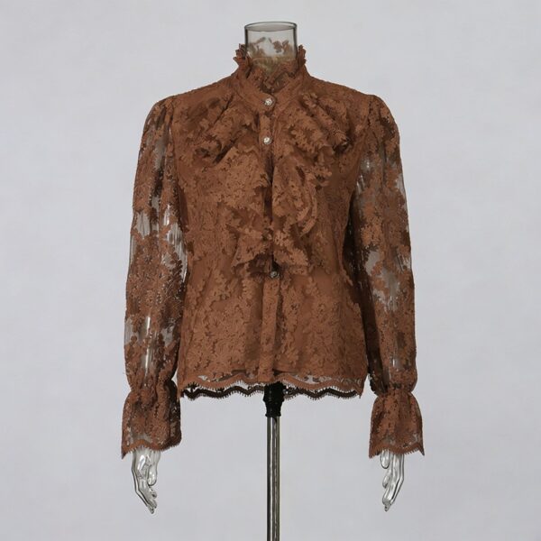 Retro 3D Floral Lace Long-Sleeved Shirt