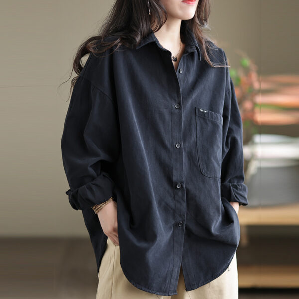 Womens Casual Loose-fitting Long-sleeve Blouse