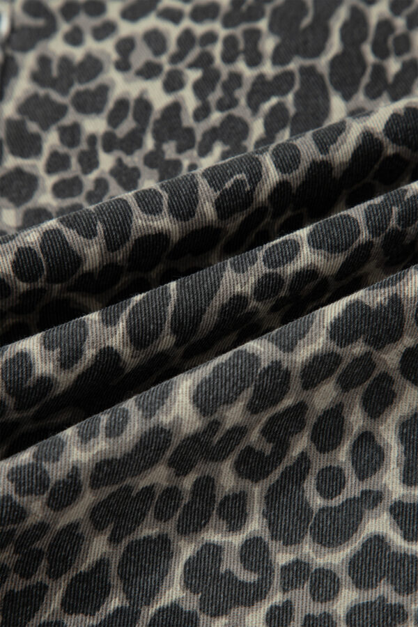 Black Leopard Print High Waist Barrel Jeans