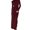 564074758 Fashionable Women's Bodycon Pleated Dress with Waist Cinching Casual Wear