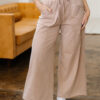 99128467-4081cc90385a041b.jpg Smoke Gray Solid Color Mineral Wash Piping Trim Pocketed Wide Leg Pants
