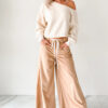 99128028-40c96501dbf6ed3b.jpg Khaki Polka Dot Print Drawstring Wide Leg Pants