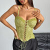 Embossed Jacquard Pleated Waist-cinching Camisole With Straps