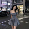 Female Casual French Design Strapless One Shoulder Dress