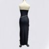567616161 Fashionable black backless one shoulder strapless sequin patchwork dress