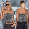 Leopard Print Halter Sequin Top Party Women's Dress