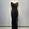 Halter Sequined Sleeveless Party Dress Long Skirt